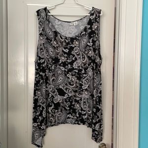 Black and white paisley tank